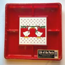 Vtg Ullman Co. Life Of The Party Christmas Ducks Hors D’oeuvres Server & Trivet  picture