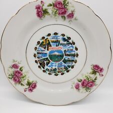 Smith Western Vintage Souvenir Plate Oregon Pacific Wonderland Roses 8 Inches picture