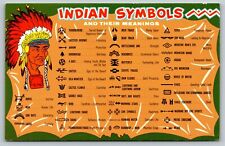 Indian Symbols and their Meanings cartoon Native American chief vtg Postcard A60 picture