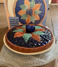 Vintage -Blueberry Pie,  2 Piece, Covered Pie Dish / Saver -MCM -Oven Safe Base picture