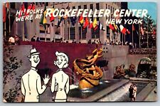 Hi Folks We're at Rockefeller Center New York Prometheus Statue Comic  Postcard picture