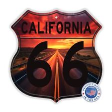 Vintage  Style Man Cave CALIFORNIA RT 66 Shield Shaped Aluminum Sign  Gift  12