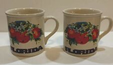 Set Of 2 Vintage Florida Coffee Cups Mugs Orange Blossoms & Oranges Pre-Owned picture