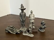 Mix Lot Of 5 Vintage Pewter Fireman/Firetruck Mini Art Figurine. J10 picture