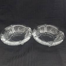 Vintage KIG INDONESIA Ashtrays Thick Heavy Clear Glass rose pattern set of 2 picture