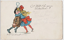c1906 Buster Brown Comics A/S RF Outcault Funny Kiss Tuck Valentine Postcard picture