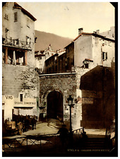 France, Grasse, La porte Neuve vintage photochrome, photochromie, vintage photo picture