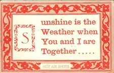 Vintage Postcard- Sunshine is the Weather-romance pc  Hot air shots posted 1910 picture