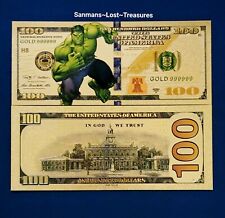 🔥Marvel Comics $100 Bill 24kt Gold Foil Incredible Hulk Novelty Note.🔥 picture