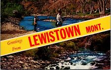 Greetings Lewiston Montana Fly Fishing Creels Big Spring Creek Chrome Postcard picture