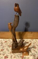 Vintage hand carved wooden songbirds picture