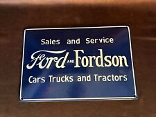 Vintage Style Ford & Fordson Dealer Sales Service Auto Porcelain Convex Sign picture