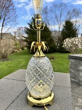 Waterford Crystal Pineapple Brass Table Lamp Ireland 18” Tall picture