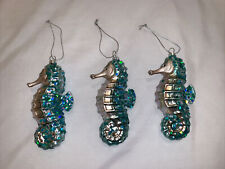December Diamonds Seahorse Blown Glass Seahorse with Sparkles Lot Of 3 picture