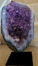 10kg Polished Amethyst Druze Display Piece w/ Iron Base Brazilian Purple Geode picture