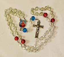 Handmade 21” Multicolor Catholic Rosary Immaculate Heart of Mary Upcycled Beads picture