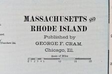 Vintage 1903 MASSACHUSETTS RHODE ISLAND Map 22