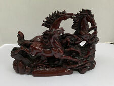 Yung Kee Figurine Statue 3 Horses Stallions Racing Race Horse - 11 in  picture