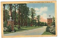 Postcard Entrance to the Infantry School Ft. Benning Georgia Linen Vintage picture