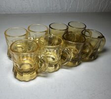 Federal Glass Set 8 Mini Amber Beer Mug Shot Glasses w/ Handles Toothpick Holder picture