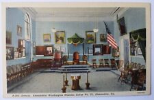 Interior Alexandria Washington Masonic Lodge No. 22 Virginia Linen Postcard 1940 picture