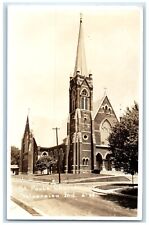 1941 St. Paul's Church Scene Street Valparaiso Indiana IN RPPC Photo Postcard picture