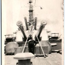 c1910s Navy USS Arkansas RPPC Guns Sailors Steam Ship Battleship USN WWI PC A111 picture