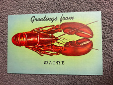 Large Letter Greetings from Maine Lobster Linen Postcard picture