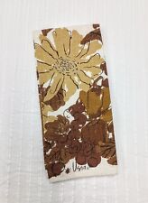 Vtg 60s VERA Tea Towel Linen Brown Golden Flowers +tag VERA w/ Ladybug picture