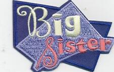 Girl BIG SISTER SIS Troop Fun Patches Crests Badges SCOUTS GUIDE Iron On purple picture