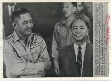 1963 Press Photo So. Vietnam's Maj Gen Duon Van Minh and Nguyen Ngoo Tho; Saigon picture