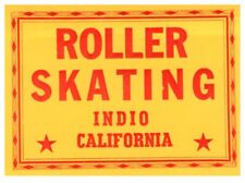 Original Vintage 1940s Roller Skating Rink Sticker Indio CA s4 picture
