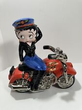Vintage 2000 BETTY BOOP Biker Cookie Jar Motorcycle Rider Hand Painted Clay Art picture