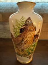 LENOX GAMEBIRD VASE RUFFED GROUSE 1985 12'' H WITH GOLD TRIM picture