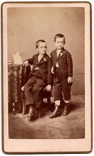 ANTIQUE CDV CIRCA 1880s L.C. OVERPECK CUTE YOUNG TWIN BOYS HAMILTON OHIO picture