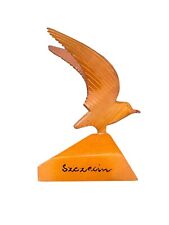 Vintage Signed Szczecin Poland Art Deco Carved Bakelite Seagull Bird Statue 76g picture