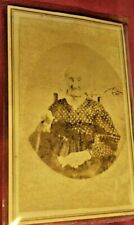 CDV 1800s era seated woman sepia photo with clear protective covering picture
