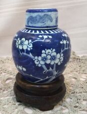 Vintage Chinese Porcelain Blue & White Ginger Jar Plum Blossom Motif picture