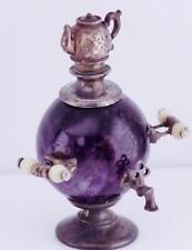 Imperial Rus Faberge Silver and Carved Agate Hard Stone Mini Samovar Toy c1880 picture