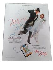 1938 Chesterfield Cigarette VINTAGE Ad MR and MRS wedding day picture