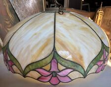 Antique 8-Panel Slag Glass Hanging Dome Lily Border 22 in. One Panel  Damaged picture