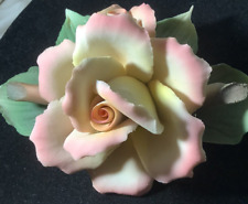 Vintage Capodimonte Porcelain Ceramic Rose and Rose Bud Sculpture Made in Italy picture