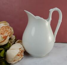 Vintage Giraud Limoges France White Pitcher with Bamboo-Style Handle picture