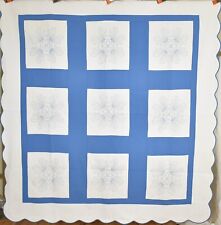 WELL QUILTED Vintage 30's Blue & White Antique Quilt ~Nice Embroidered Design picture