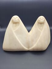 Carved Alabaster Cheyenne Sculpture Art by H. Russell Bearshield 'Two... picture