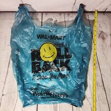 READ Vintage 2001 Walmart Blue Roll Back Smiley Face Plastic Bag Big Recycle picture