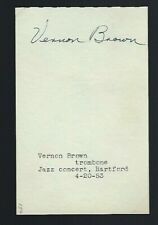 Vernon Brown signed vintage album page Jazz Trombone w/ Goodman picture