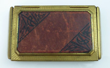 Charmant Compact Powder Rouge Leather Top Rectangle Gold Tone Mirror Vintage picture