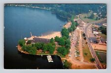 Canton OH-Ohio, Aerial View Of Lake Cable, Bath House & Beach Vintage Postcard picture