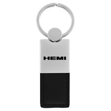 Dodge Hemi Keychain & Keyring - Duo Premium Black Leather & Metal Key Fob picture